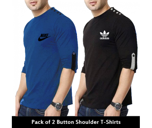 Pack of 2 Button Shoulder T-shirt